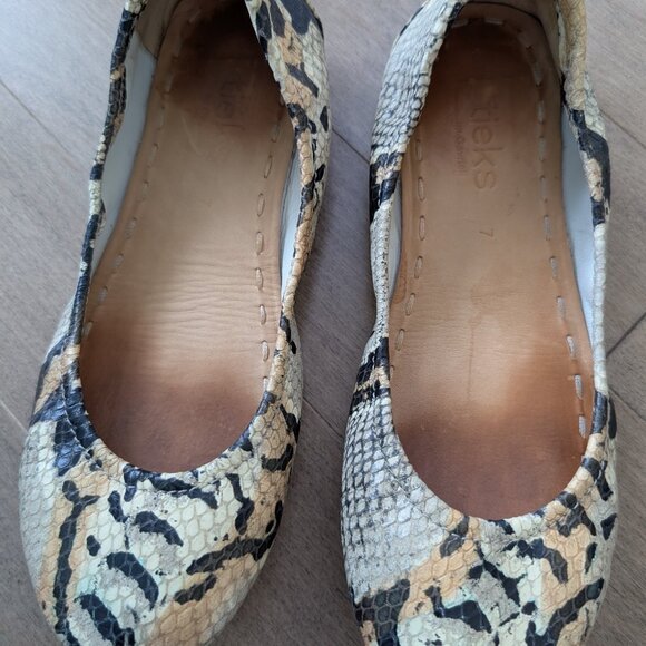 TIEKS "SAND SNAKE" PRINTED LEATHER BALLET FLATS SIZE 7 USED - Picture 12 of 15